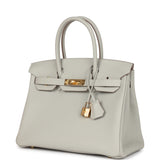 Pre-owned Hermes Birkin 30 Gris Perle Togo Gold Hardware