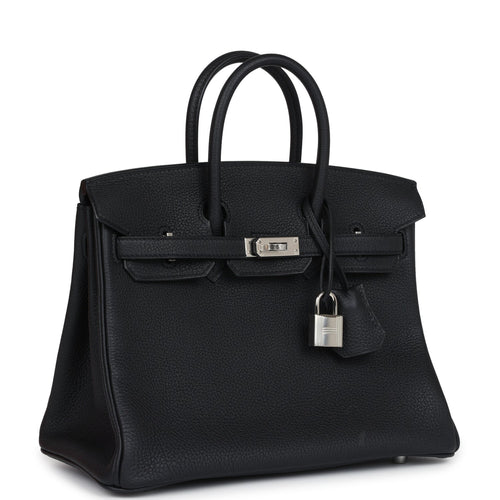 Pre-owned Hermes Birkin 25 Black Togo Palladium Hardware