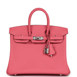 Hermes Birkin 25 Rose Azalee Swift Palladium Hardware