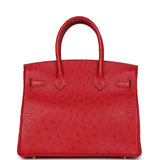 Hermes Birkin 30 Rouge Vif Ostrich Gold Hardware