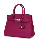 Pre-owned Hermes Birkin 30 Rose Pourpre Togo Palladium Hardware