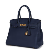 Hermes Birkin 30 Bleu Navy Togo Gold Hardware