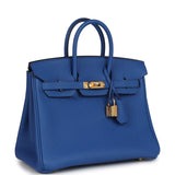 Pre-owned Hermes Birkin 25 Bleu France Togo Gold Hardware