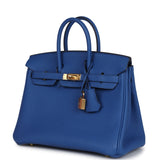 Pre-owned Hermes Birkin 25 Bleu France Togo Gold Hardware