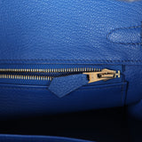 Pre-owned Hermes Birkin 25 Bleu France Togo Gold Hardware