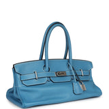 Pre-owned Hermes Shoulder Birkin 42 JPG Blue Jean Clemence Palladium Hardware