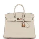 Hermes Birkin 25 Craie Togo Rose Gold Hardware