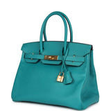 Pre-owned Hermes Special Order (HSS) Birkin 30 Bleu Paon Epsom Gold Hardware