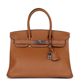 Pre-owned Hermes Birkin 30 Gold Togo Palladium Hardware