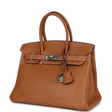 Pre-owned Hermes Birkin 30 Gold Togo Palladium Hardware