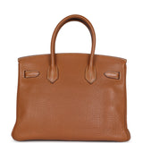 Pre-owned Hermes Birkin 30 Gold Togo Palladium Hardware