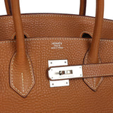 Pre-owned Hermes Birkin 30 Gold Togo Palladium Hardware