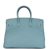 Pre-owned Hermes Birkin 35 Ciel Togo Palladium Hardware