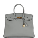 Hermes Birkin 35 Gris Mouette Togo Gold Hardware