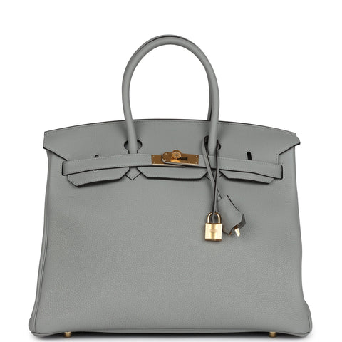 Hermes Birkin 35 Gris Mouette Togo Gold Hardware