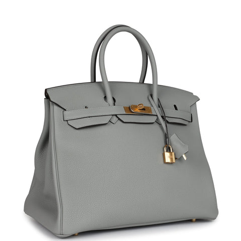 Hermes Birkin 35 Gris Mouette Togo Gold Hardware