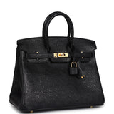 Hermes Birkin 25 Black Ostrich Gold Hardware