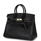 Hermes Birkin 25 Black Ostrich Gold Hardware