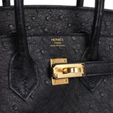 Hermes Birkin 25 Black Ostrich Gold Hardware