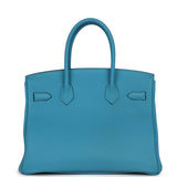 Pre-owned Hermes Birkin 30 Turquoise Togo Gold Hardware