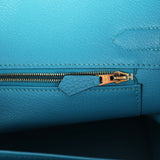 Pre-owned Hermes Birkin 30 Turquoise Togo Gold Hardware