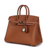 Pre-owned Hermes Birkin 25 Gold Togo Palladium Hardware