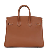 Pre-owned Hermes Birkin 25 Gold Togo Palladium Hardware