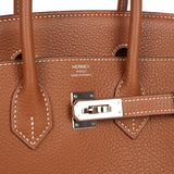 Pre-owned Hermes Birkin 25 Gold Togo Palladium Hardware