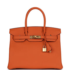 Hermes Birkin 30 Orange Togo Gold Hardware