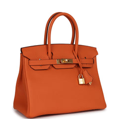 Hermes Birkin 30 Orange Togo Gold Hardware