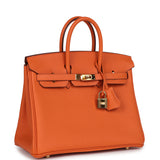 Pre-owned Hermes Birkin 25 Orange Togo Gold Hardware