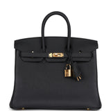 Hermes Birkin 25 Black Togo Gold Hardware