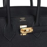 Hermes Birkin 25 Black Togo Gold Hardware