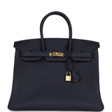 Hermes Birkin 35 Bleu Nuit Togo Gold Hardware