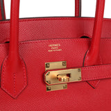 Pre-owned Hermes Birkin 30 Rouge Casaque Epsom Gold Hardware