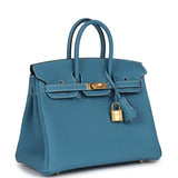 Hermes Birkin 25 Blue Jean Togo Gold Hardware