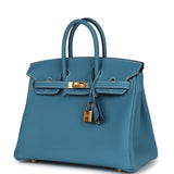 Hermes Birkin 25 Blue Jean Togo Gold Hardware