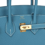 Hermes Birkin 25 Blue Jean Togo Gold Hardware