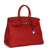 Pre-owned Hermes Birkin 35 Rouge Casaque Togo Palladium Hardware