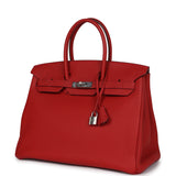 Pre-owned Hermes Birkin 35 Rouge Casaque Togo Palladium Hardware