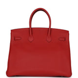 Pre-owned Hermes Birkin 35 Rouge Casaque Togo Palladium Hardware