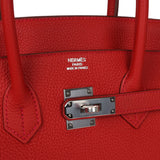 Pre-owned Hermes Birkin 35 Rouge Casaque Togo Palladium Hardware