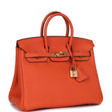 Pre-owned Hermes Birkin 25 Feu Togo Gold Hardware