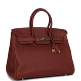 Pre-owned Hermes Birkin 35 Rouge H Togo Gold Hardware