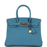 Hermes Birkin 30 Blue Jean Togo Gold Hardware