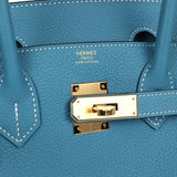 Hermes Birkin 30 Blue Jean Togo Gold Hardware