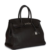 Pre-owned Hermes Birkin 35 Cafe Clemence Palladium Hardware