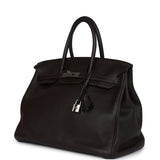 Pre-owned Hermes Birkin 35 Cafe Clemence Palladium Hardware