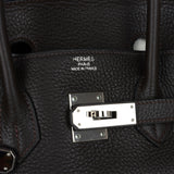 Pre-owned Hermes Birkin 35 Cafe Clemence Palladium Hardware