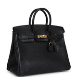 Hermes Birkin 25 Black Ostrich Gold Hardware